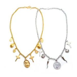 Necklace Chain with Religious Charms