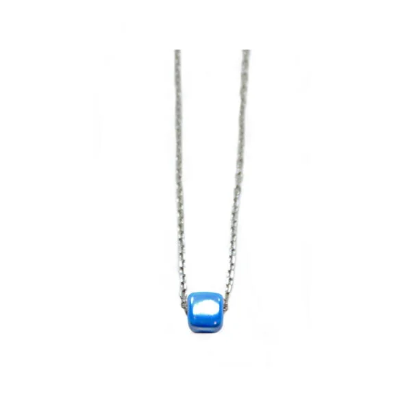 Necklace silver chain with Cube Bead - Image 4