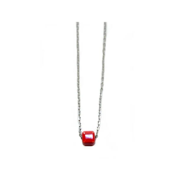 Necklace silver chain with Cube Bead - Image 3