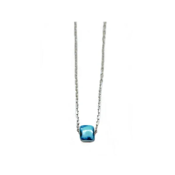 Necklace silver chain with Cube Bead - Image 2
