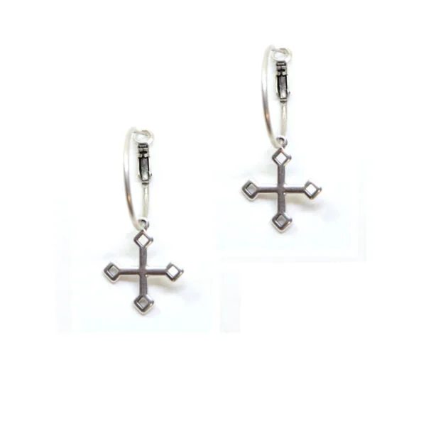 Earrings Hoops Cross & Pyramid
