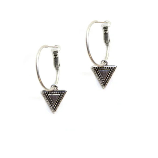 Earrings Hoops Cross & Pyramid - Image 2