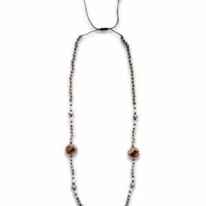Rosary necklace Nude with pearls and crystals