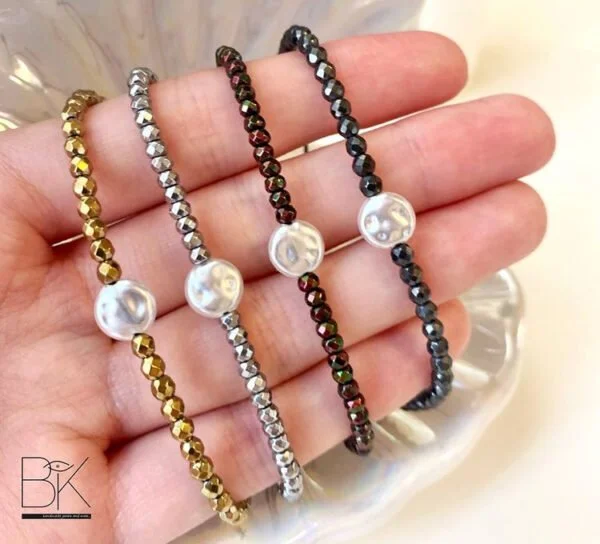 Bracelet Hematite Beads and Pearl